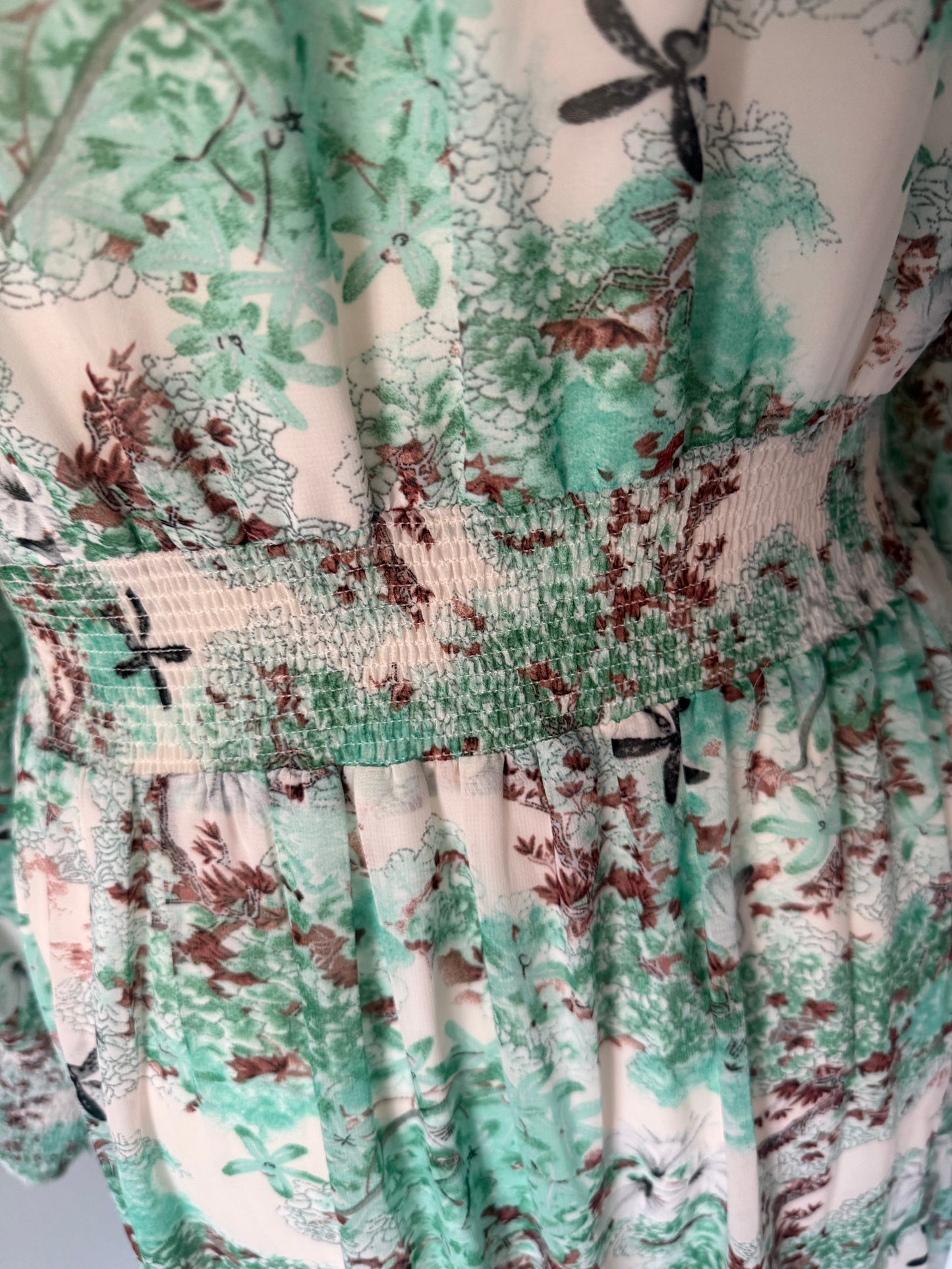 Golden Live Green & White Maxi Dress Size L