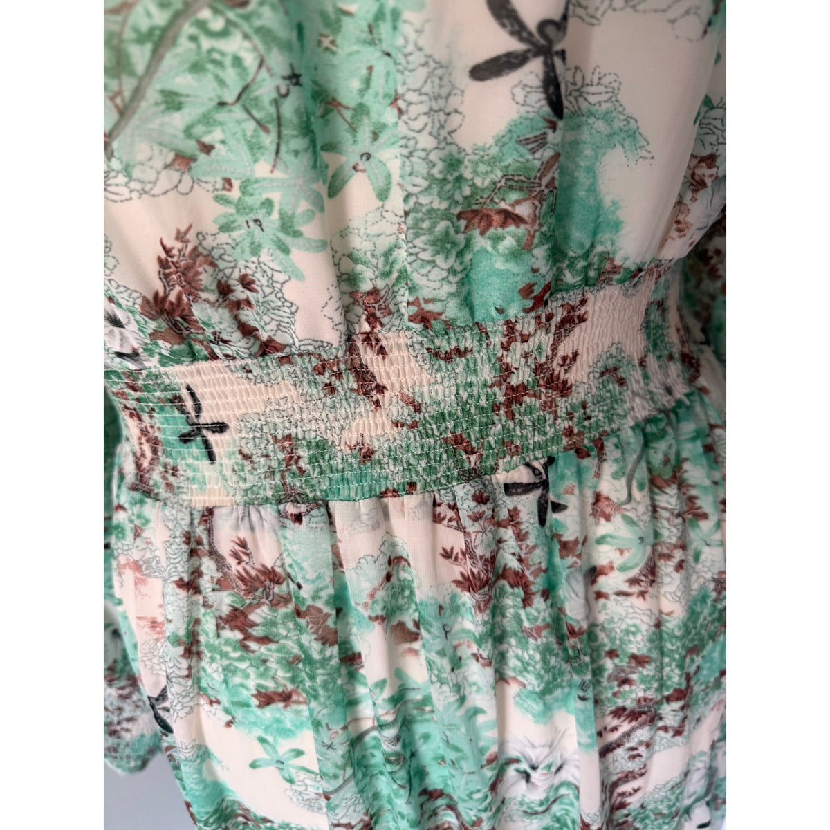 Golden Live Green & White Maxi Dress Size L