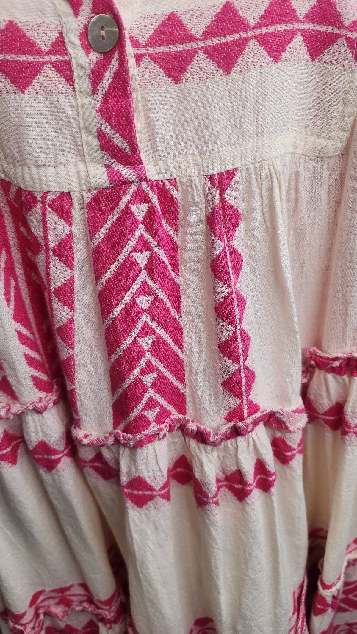 Devotion Twins Bohemian Style Tiered Embroidered Mini Dress One Size