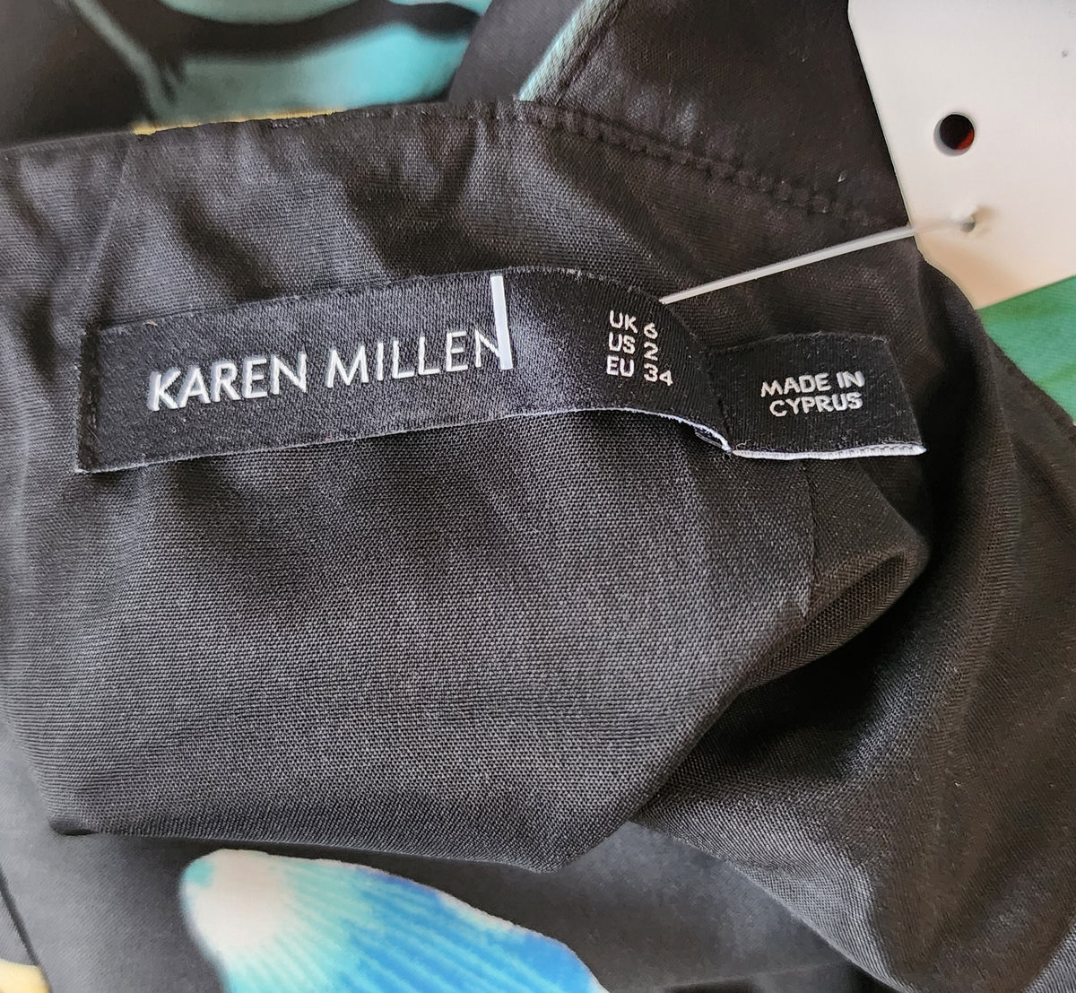 Karen Millen Black Floral Strapless Dress UK 6