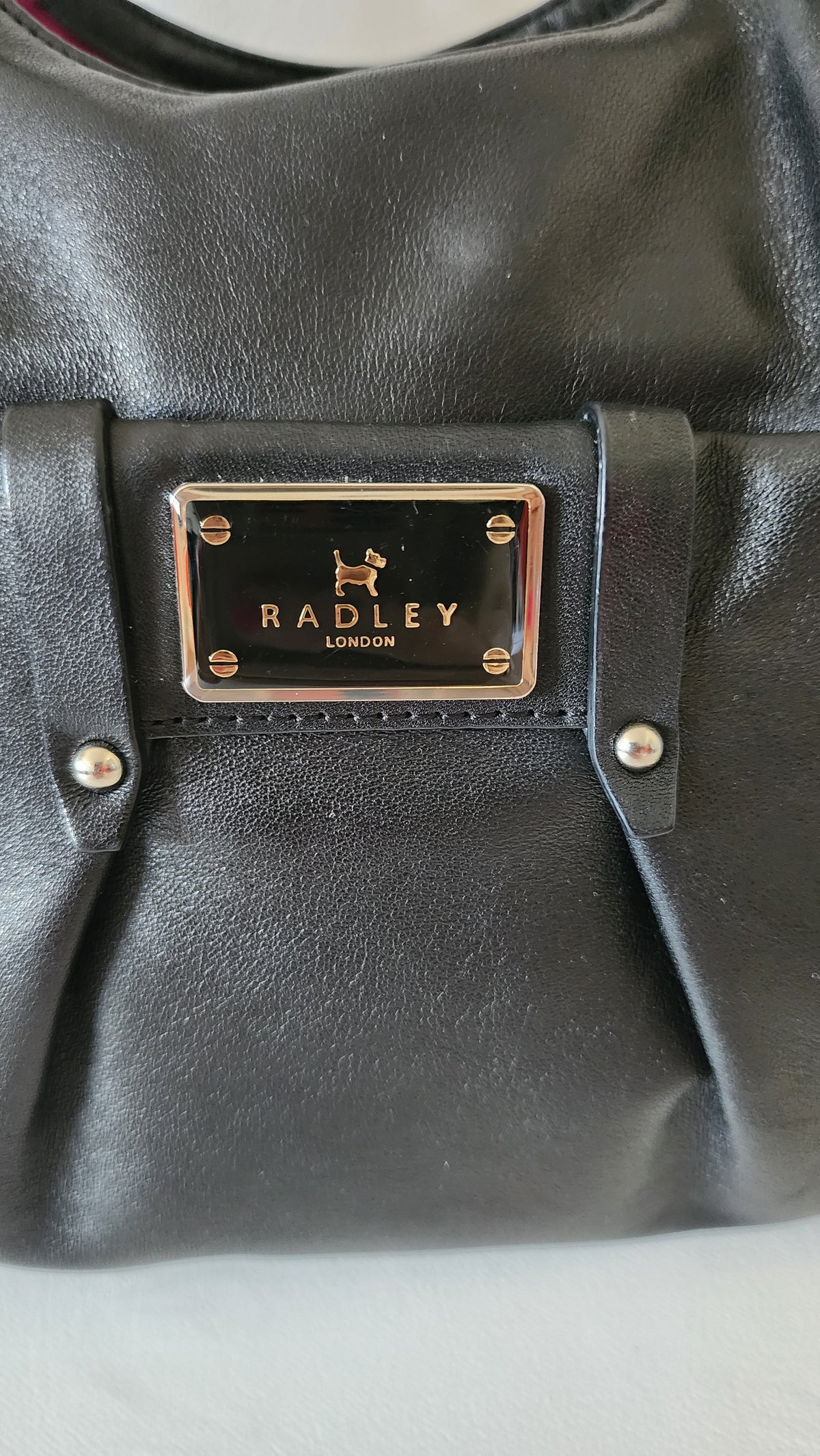 Radley London Black Leather Hobo Shoulder Bag Pink Lining