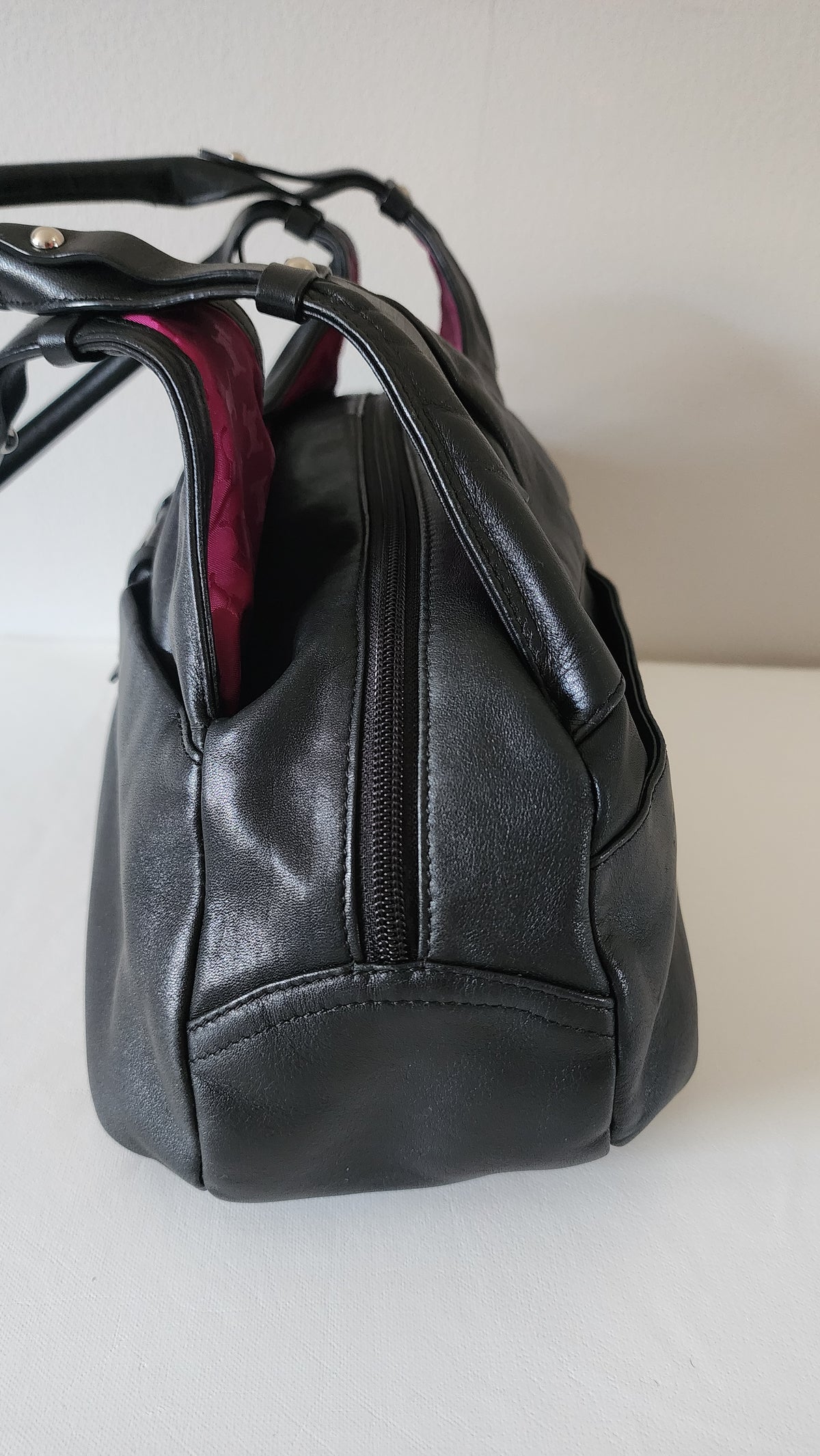 Radley London Black Leather Hobo Shoulder Bag Pink Lining