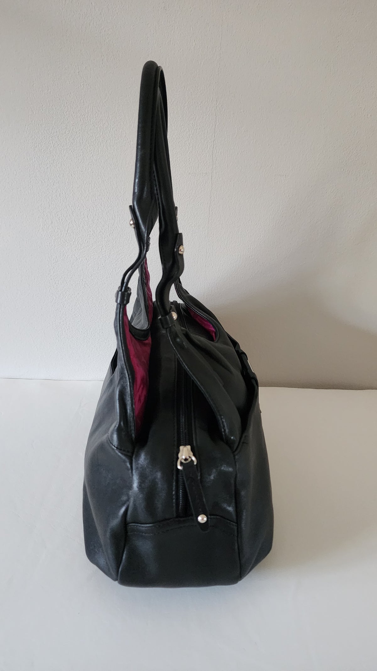Radley London Black Leather Hobo Shoulder Bag Pink Lining