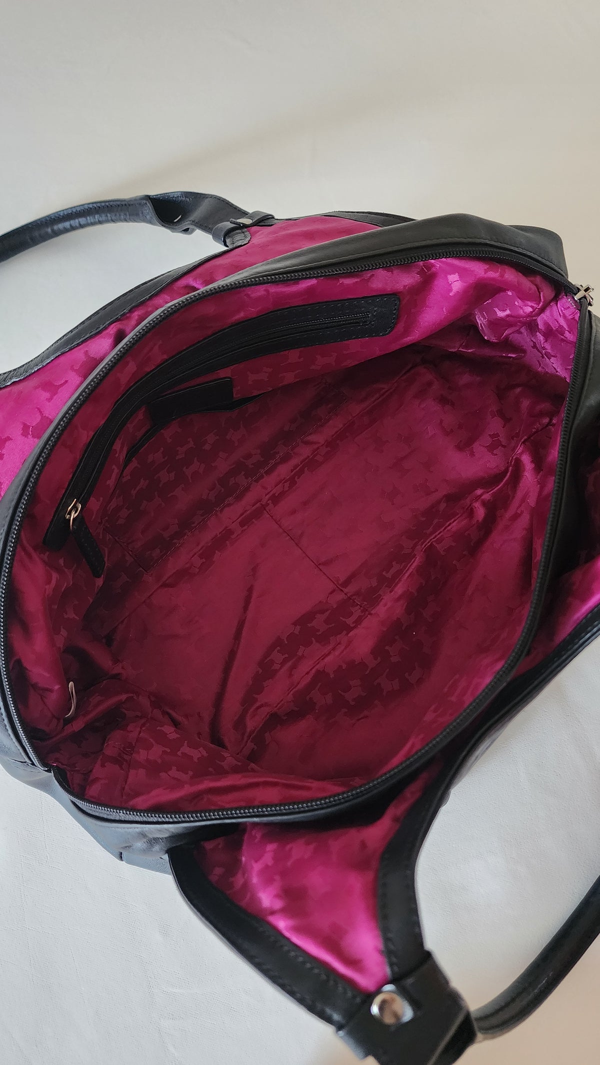 Radley London Black Leather Hobo Shoulder Bag Pink Lining
