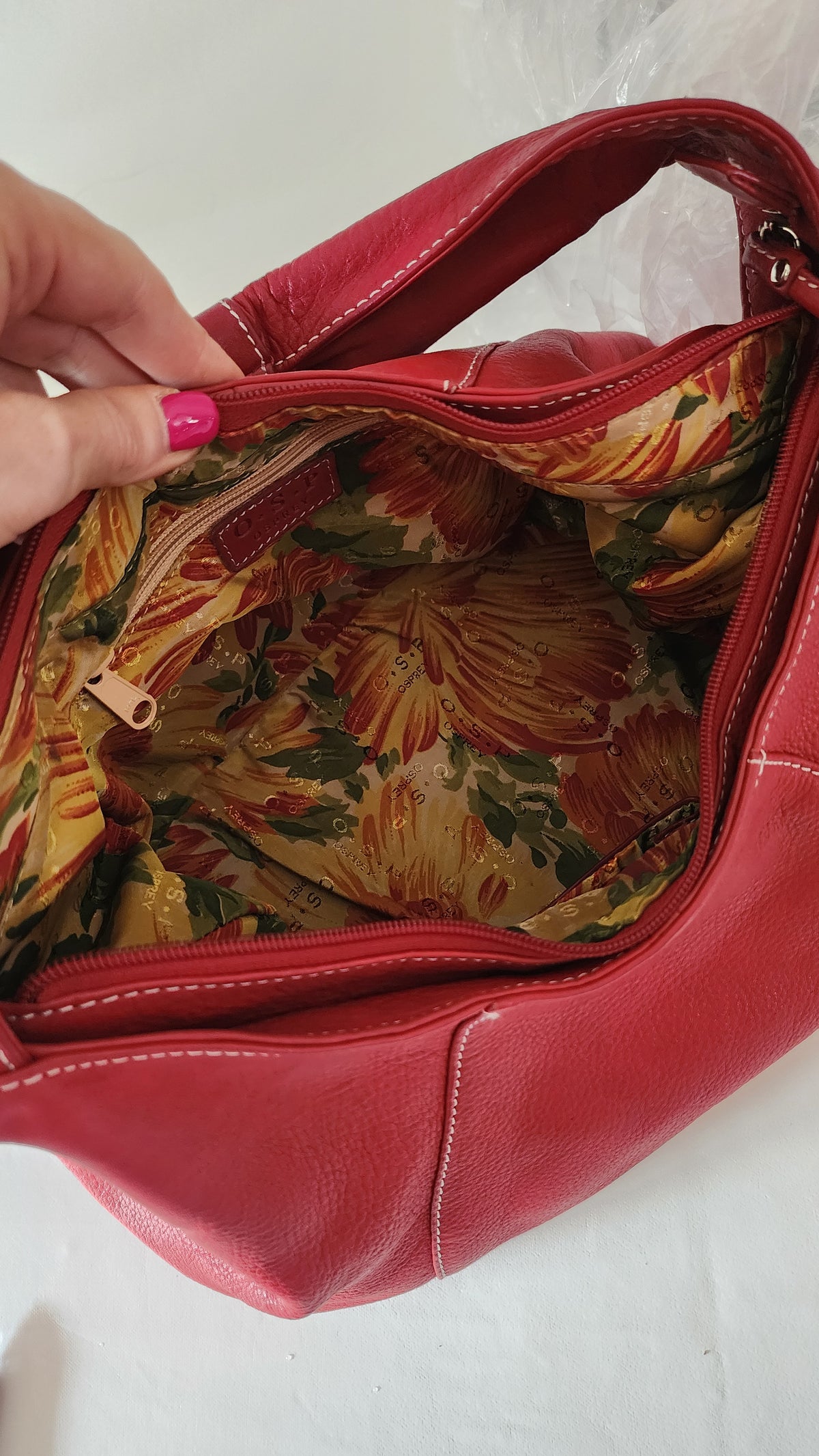 Osprey London Vintage Red Leather Shoulder Bag
