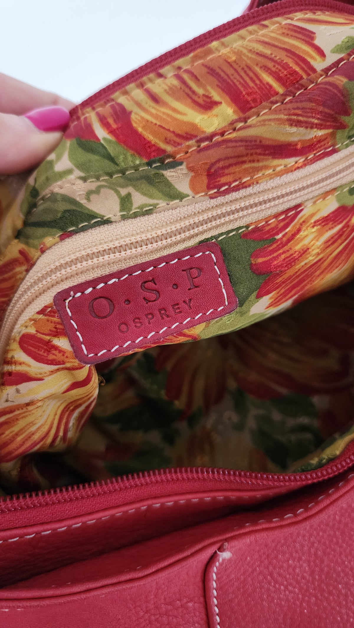 Osprey London Vintage Red Leather Shoulder Bag