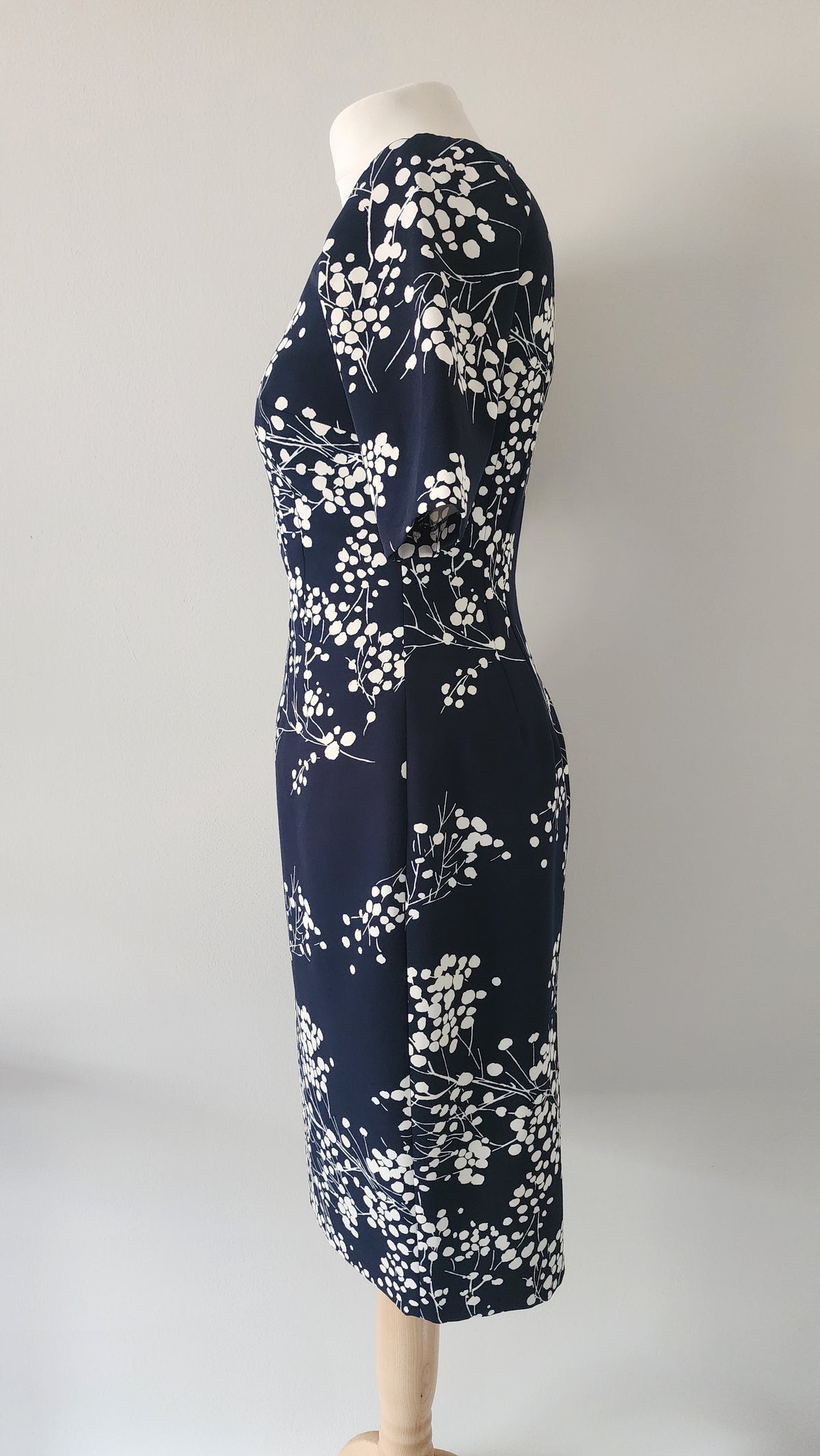 Hobbs Black & White Ditsy Print Dress Size UK 8