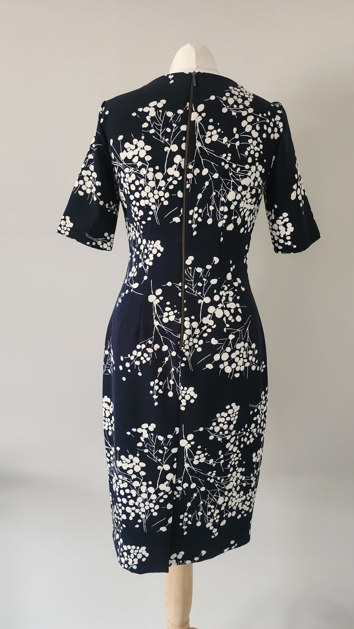 Hobbs Black & White Ditsy Print Dress Size UK 8