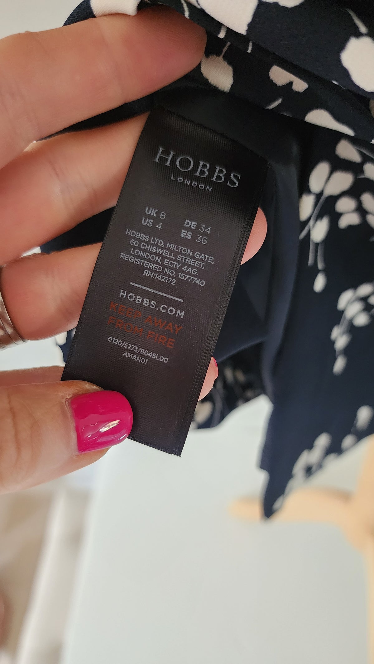 Hobbs Black & White Ditsy Print Dress Size UK 8
