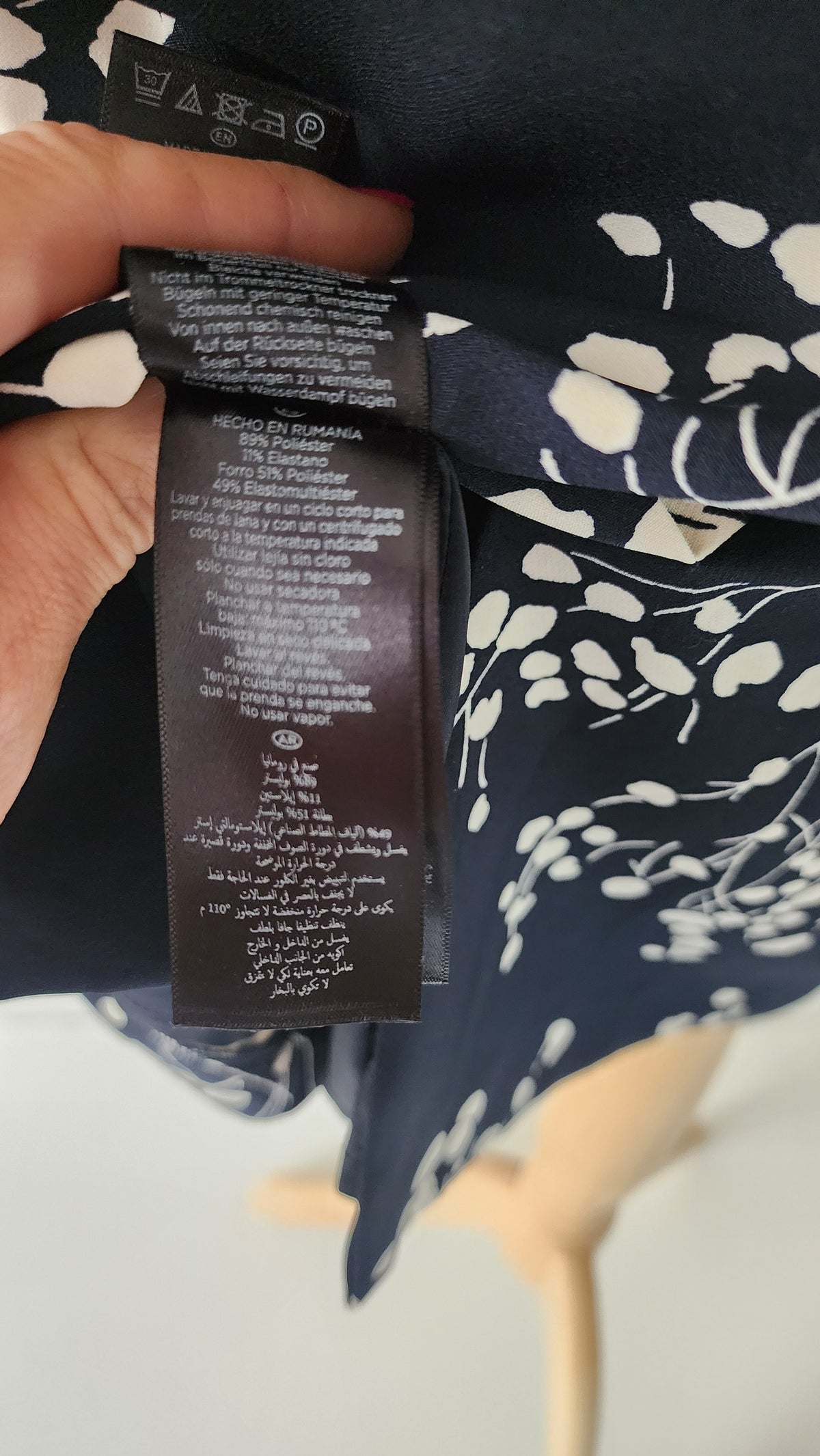 Hobbs Black & White Ditsy Print Dress Size UK 8