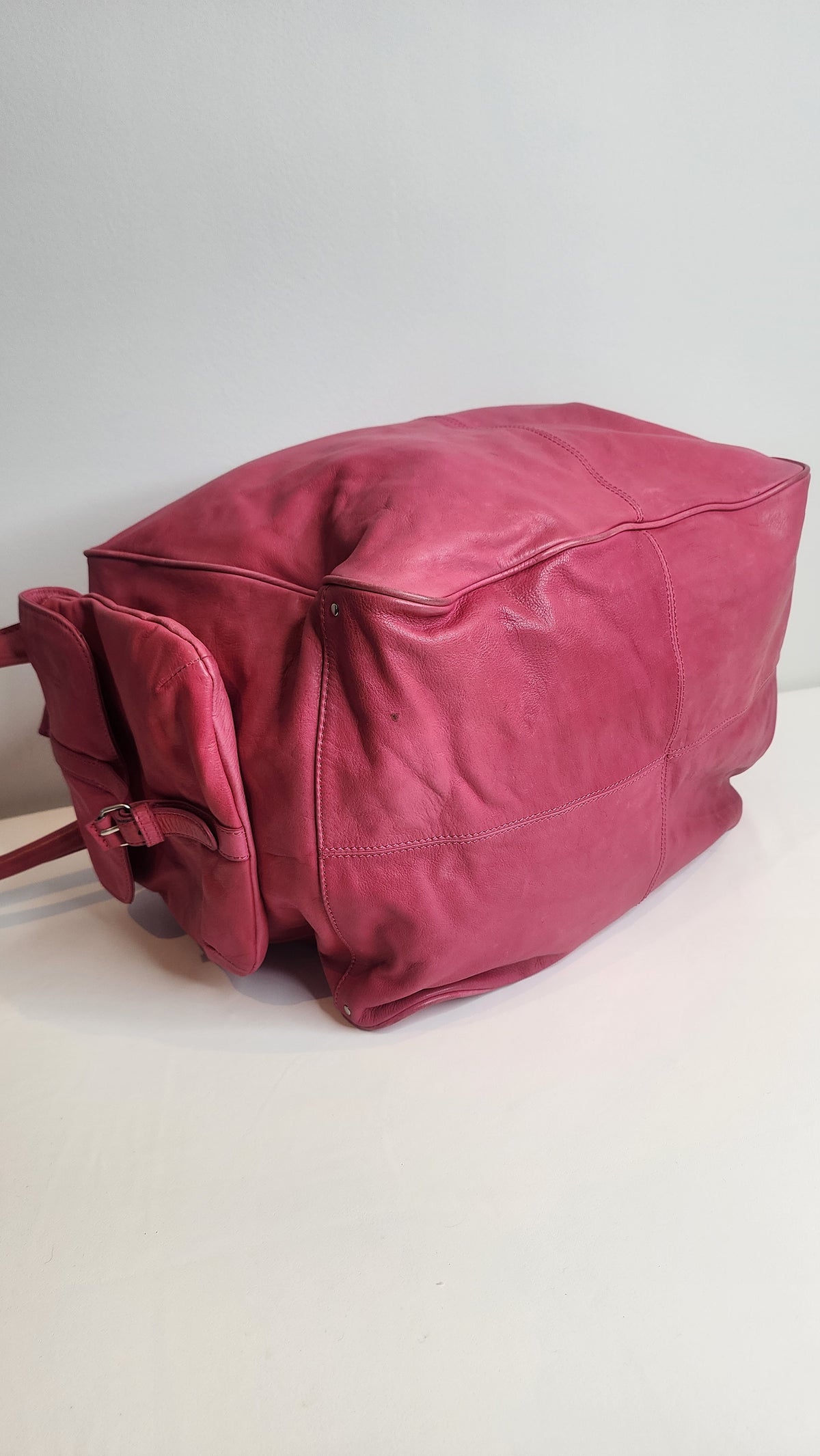 Vanessa Bruno Large Leather Lune 48H Duffle Holdall Magenta Pink