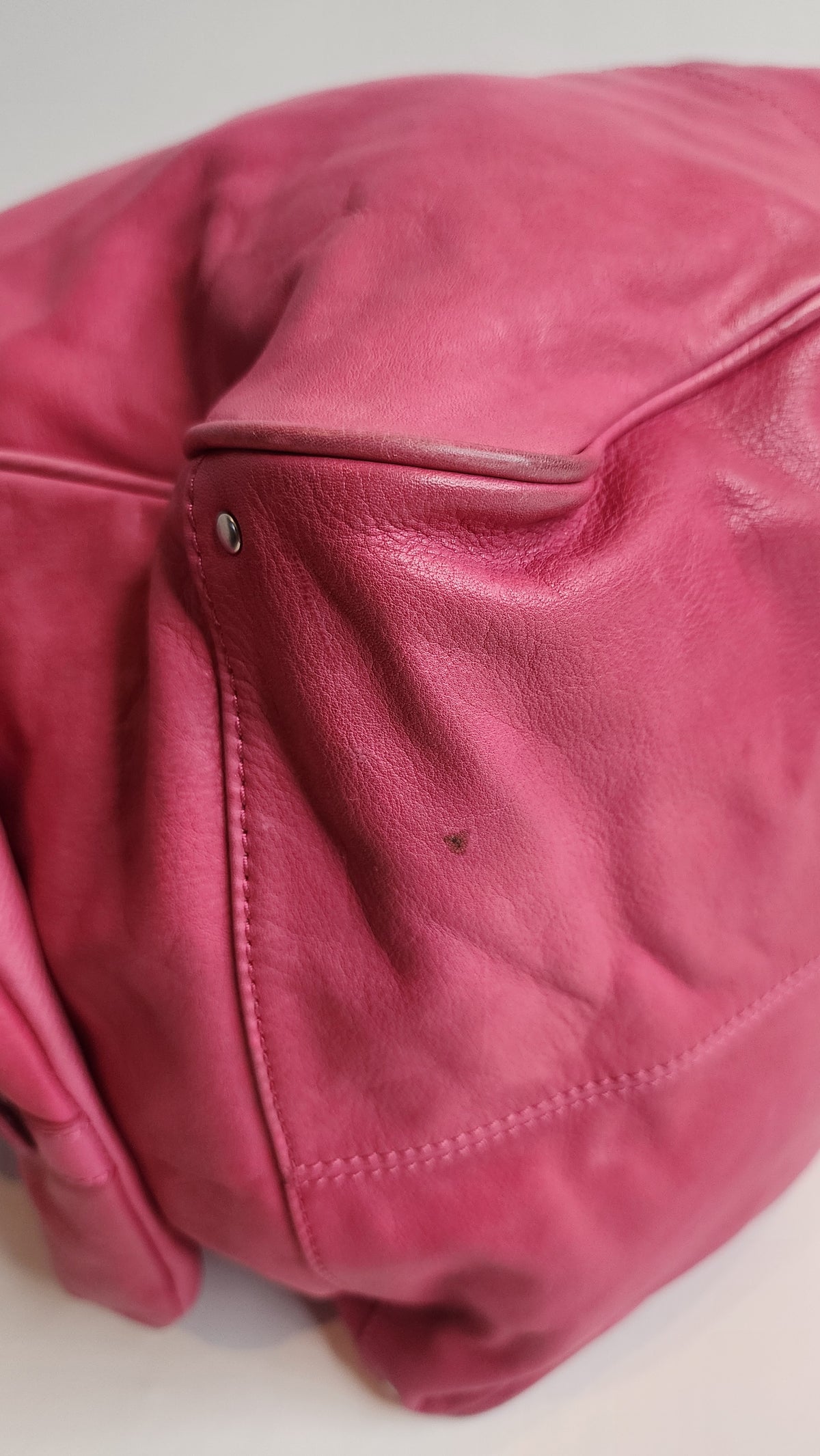 Vanessa Bruno Large Leather Lune 48H Duffle Holdall Magenta Pink