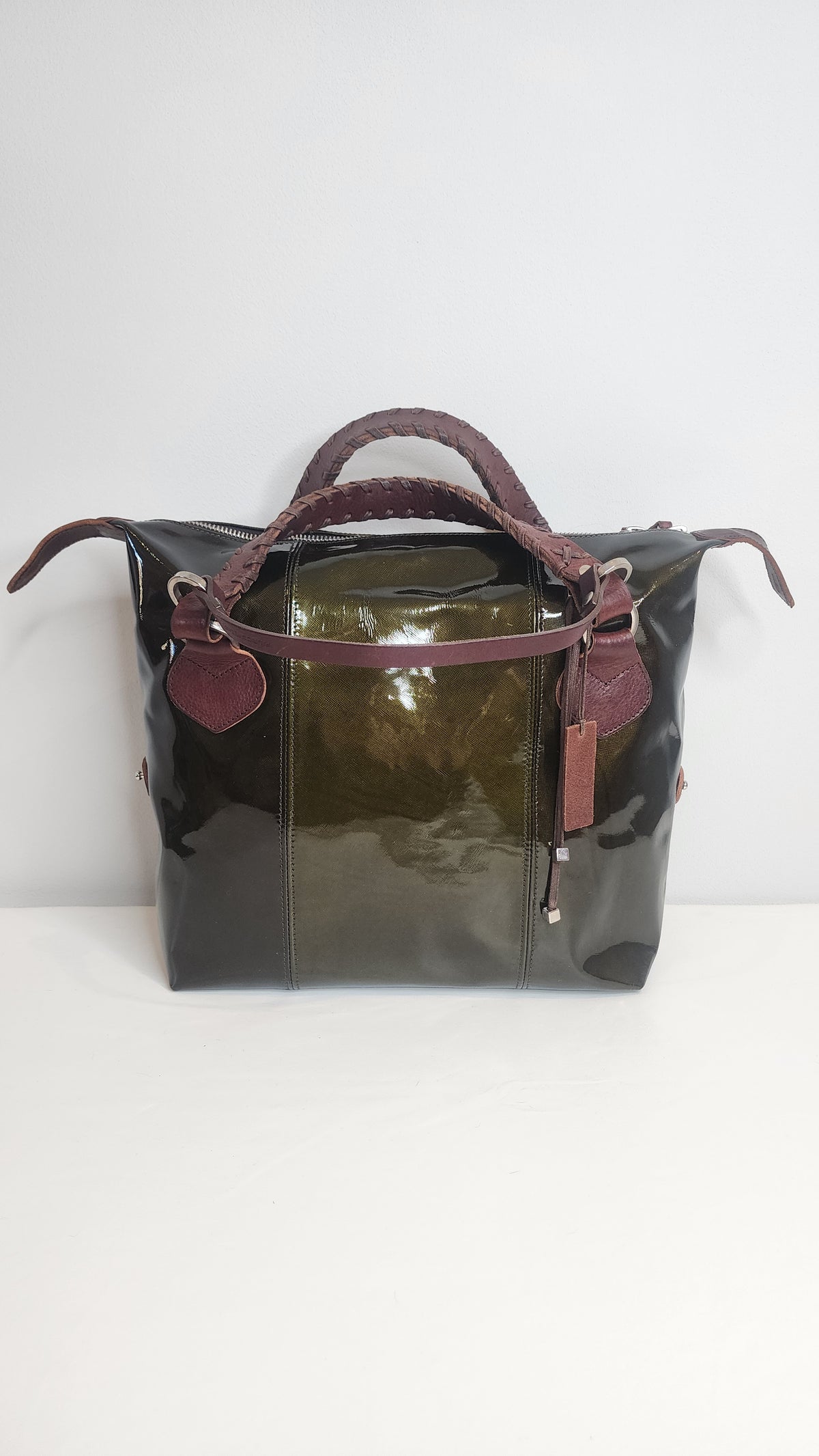 Pauric Sweeney Green Patent Leather Shoulder Handbag