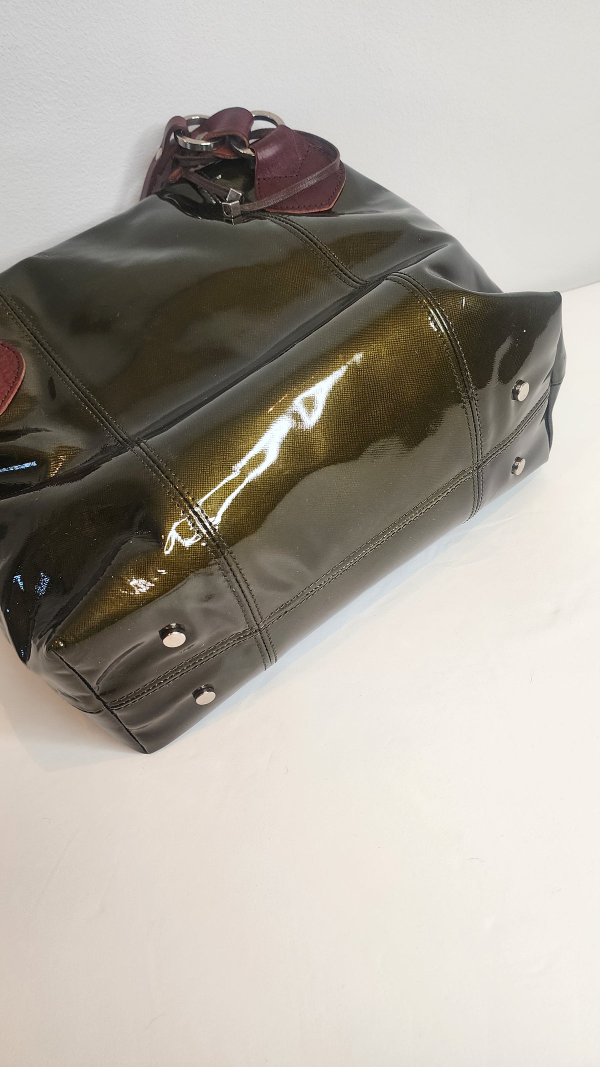 Pauric Sweeney Green Patent Leather Shoulder Handbag