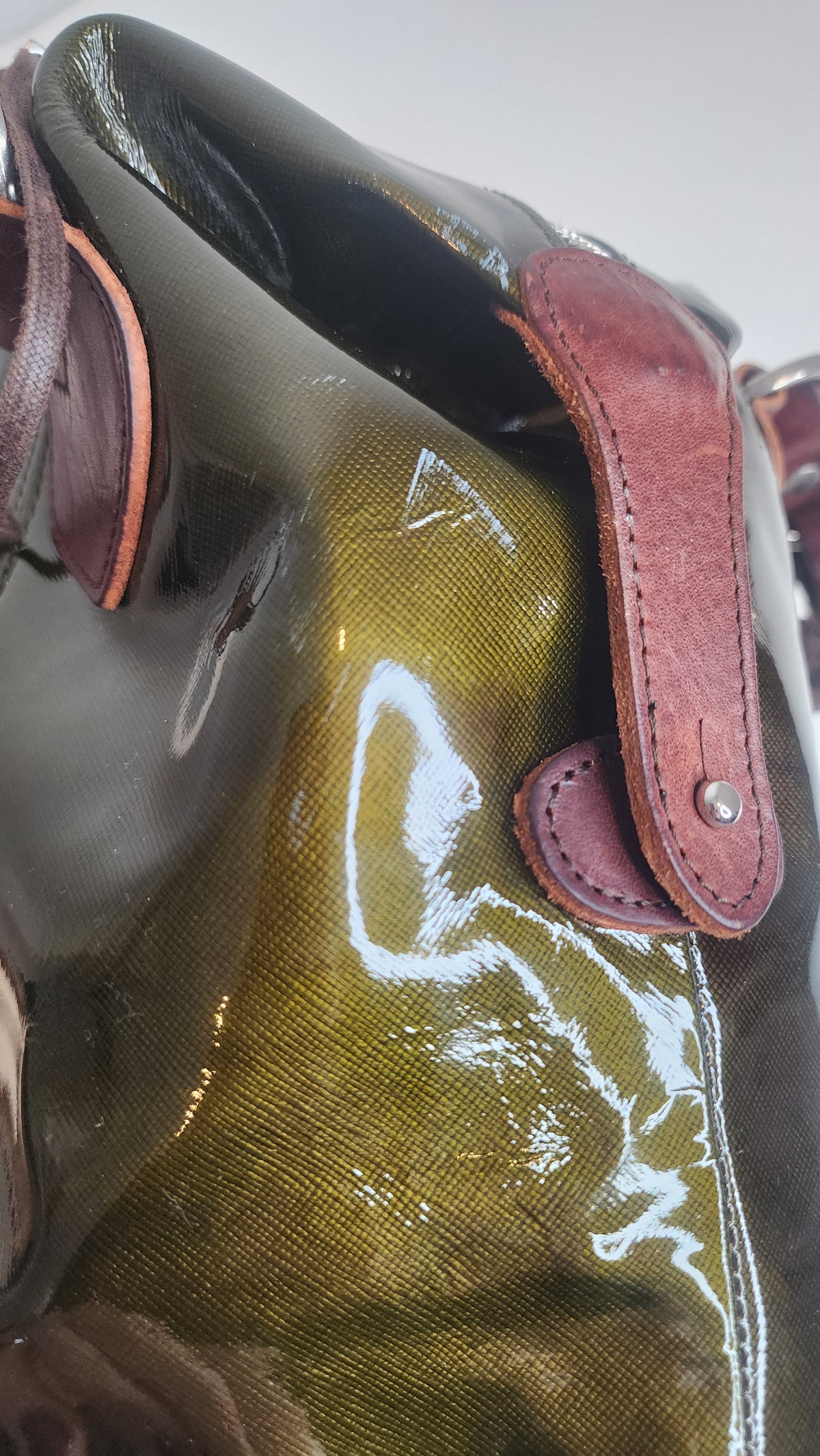 Pauric Sweeney Green Patent Leather Shoulder Handbag