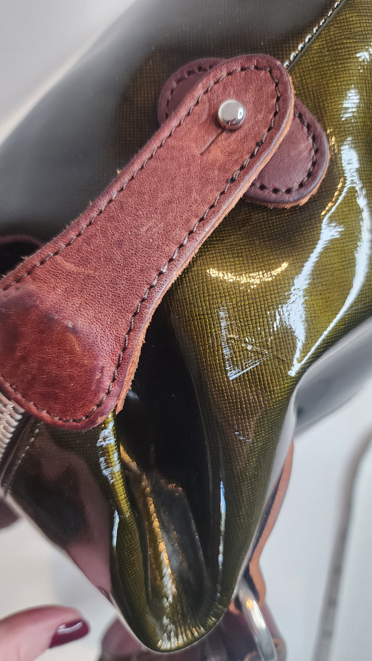 Pauric Sweeney Green Patent Leather Shoulder Handbag