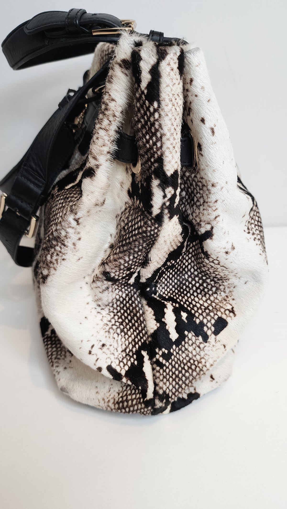 Reiss Bleecker Leather Calf Hair Tote Handbag