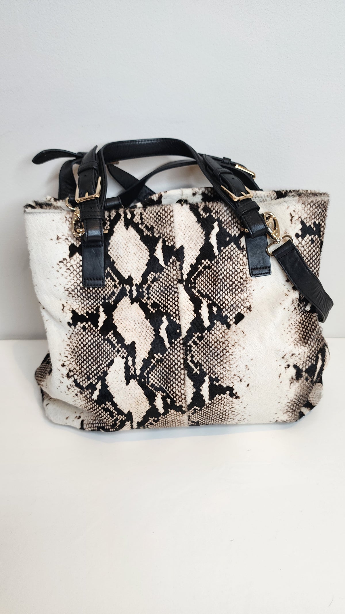 Reiss Bleecker Leather Calf Hair Tote Handbag