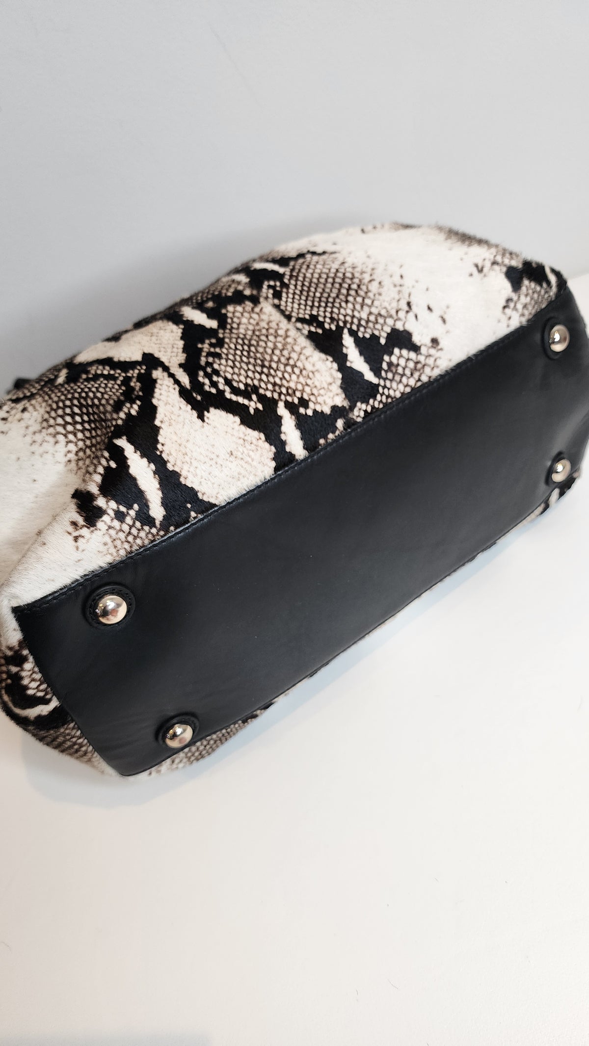 Reiss Bleecker Leather Calf Hair Tote Handbag