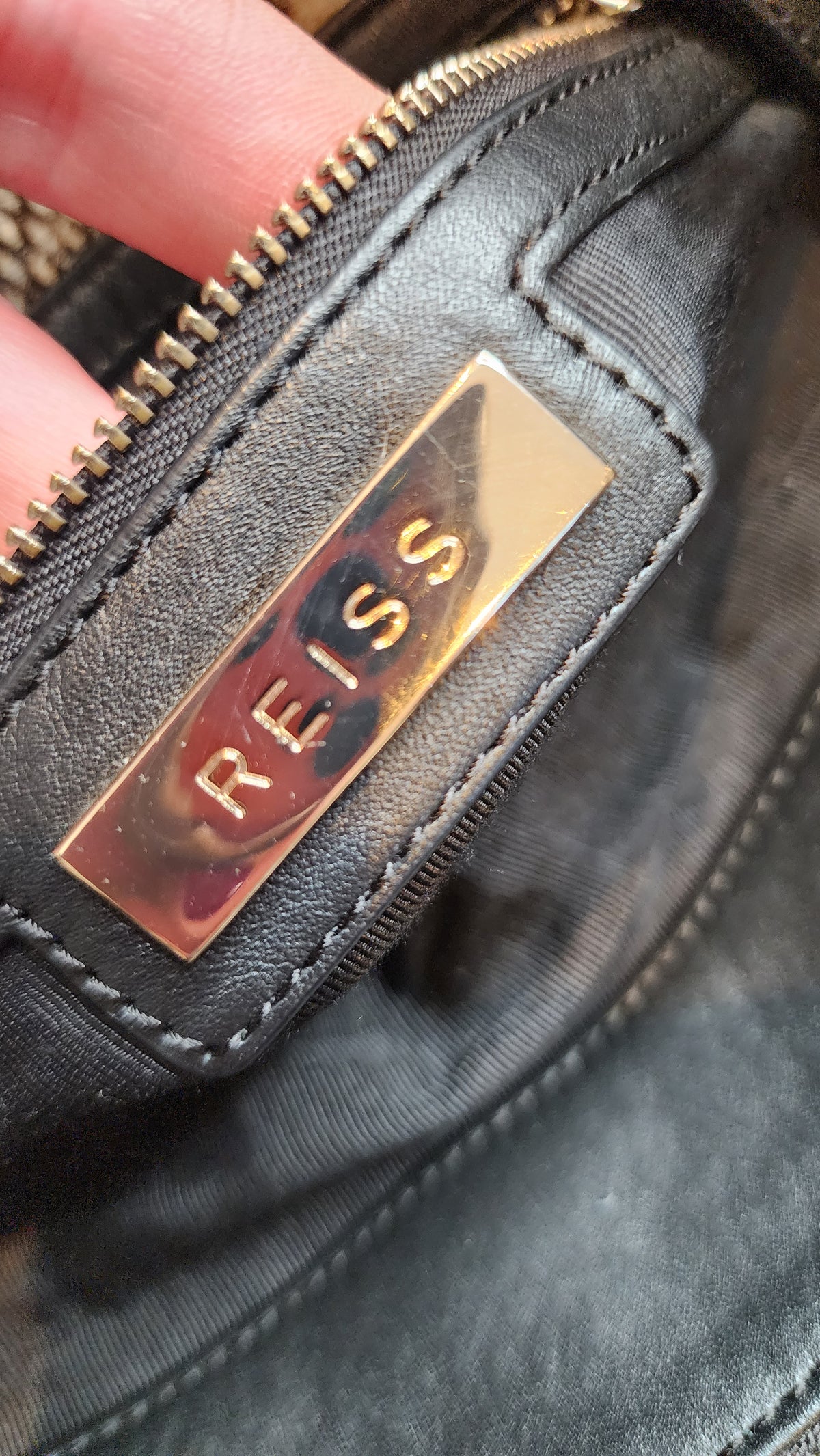Reiss Bleecker Leather Calf Hair Tote Handbag