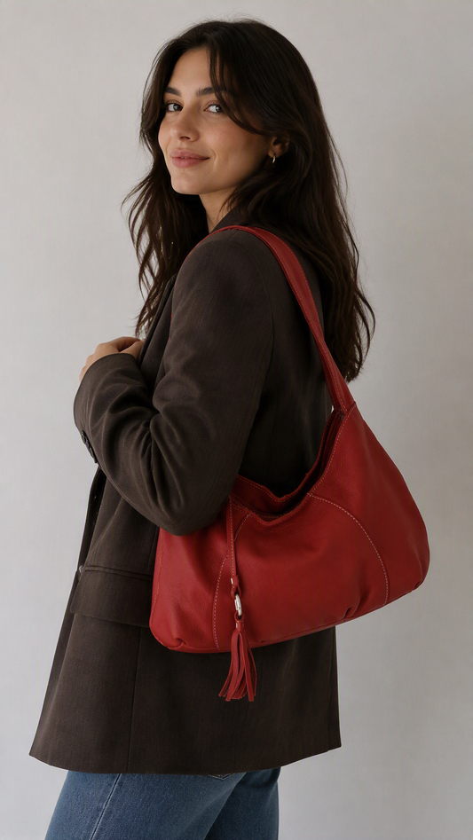 Osprey London Vintage Red Leather Shoulder Bag