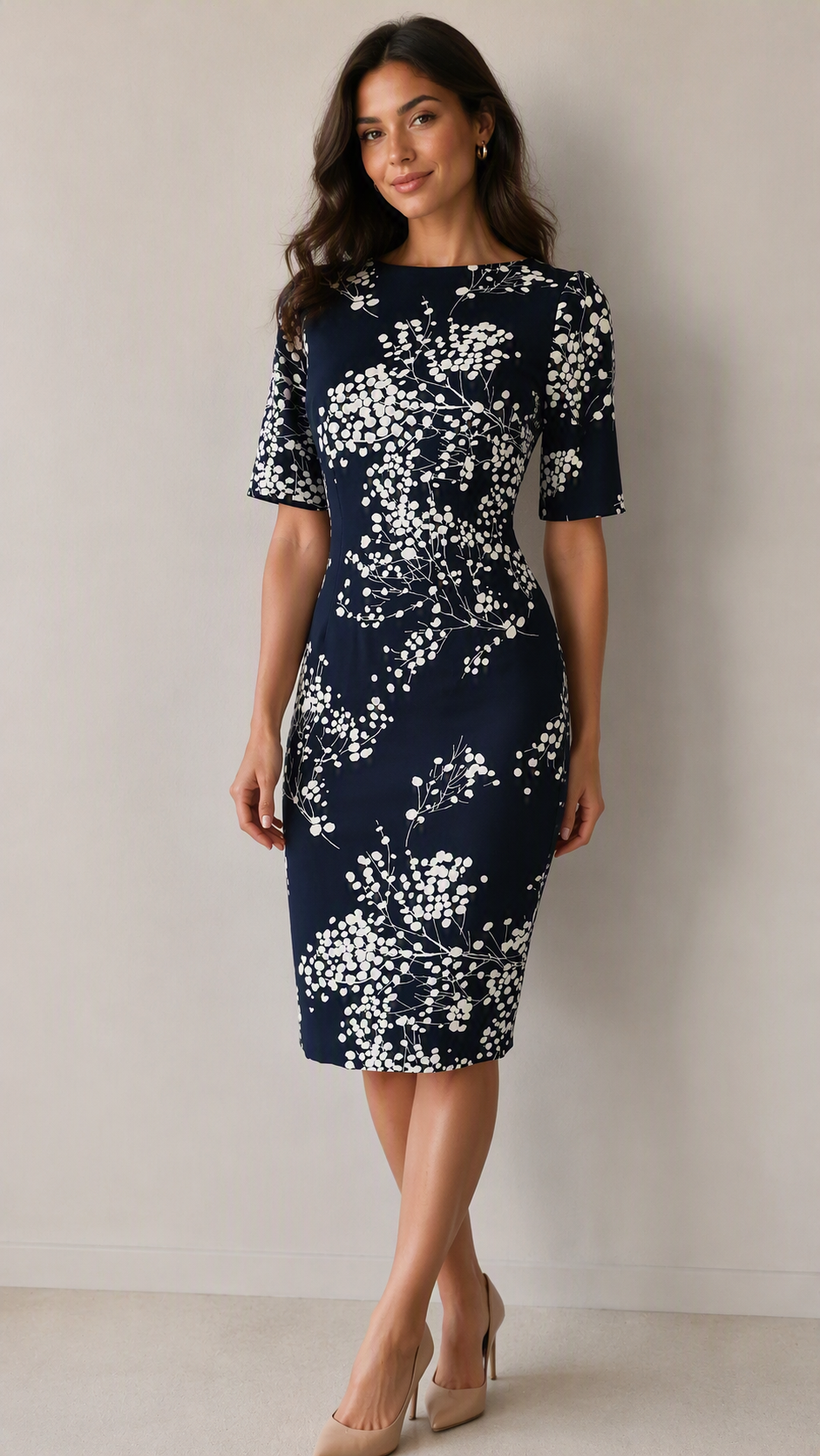 Hobbs Black & White Ditsy Print Dress Size UK 8