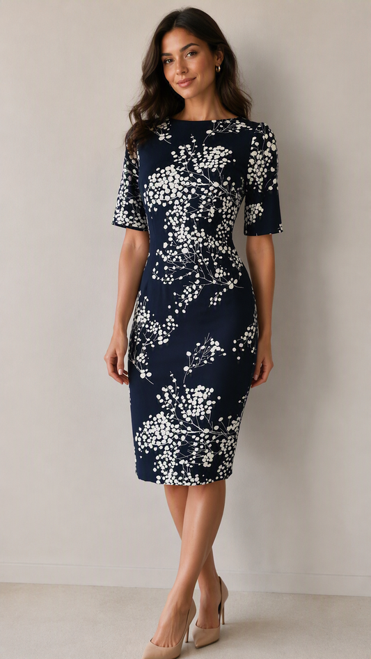 Hobbs Black & White Ditsy Print Dress Size UK 8
