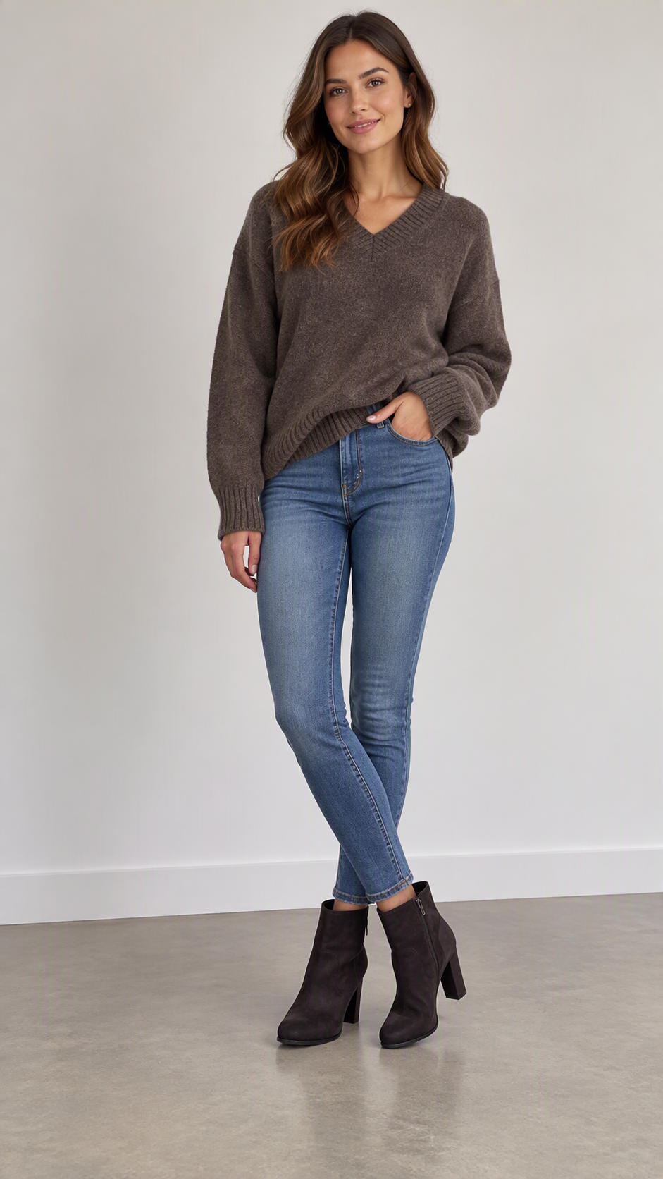 Zara Relaxed Fit V Neck Knitted Jumper Size S