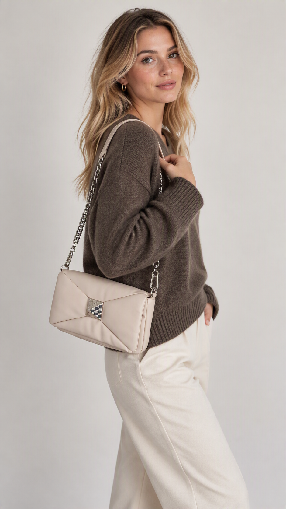 Steve Madden Bloud Cream Quilted Crossbody Bag