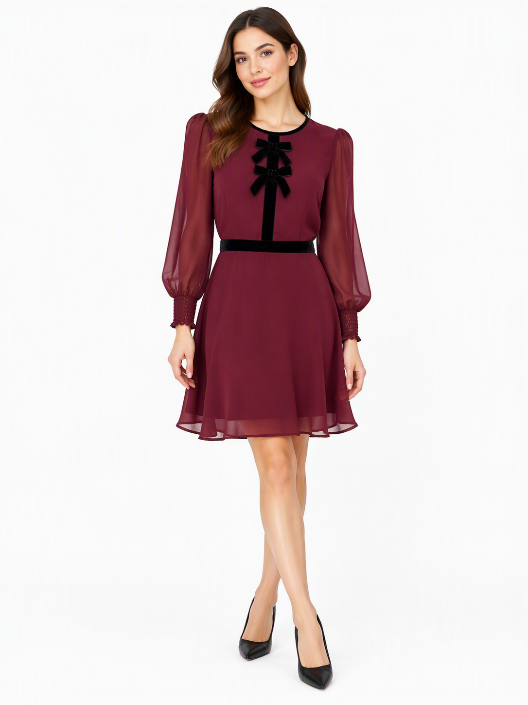 Love & Roses Burgundy Bow Dress Size 12