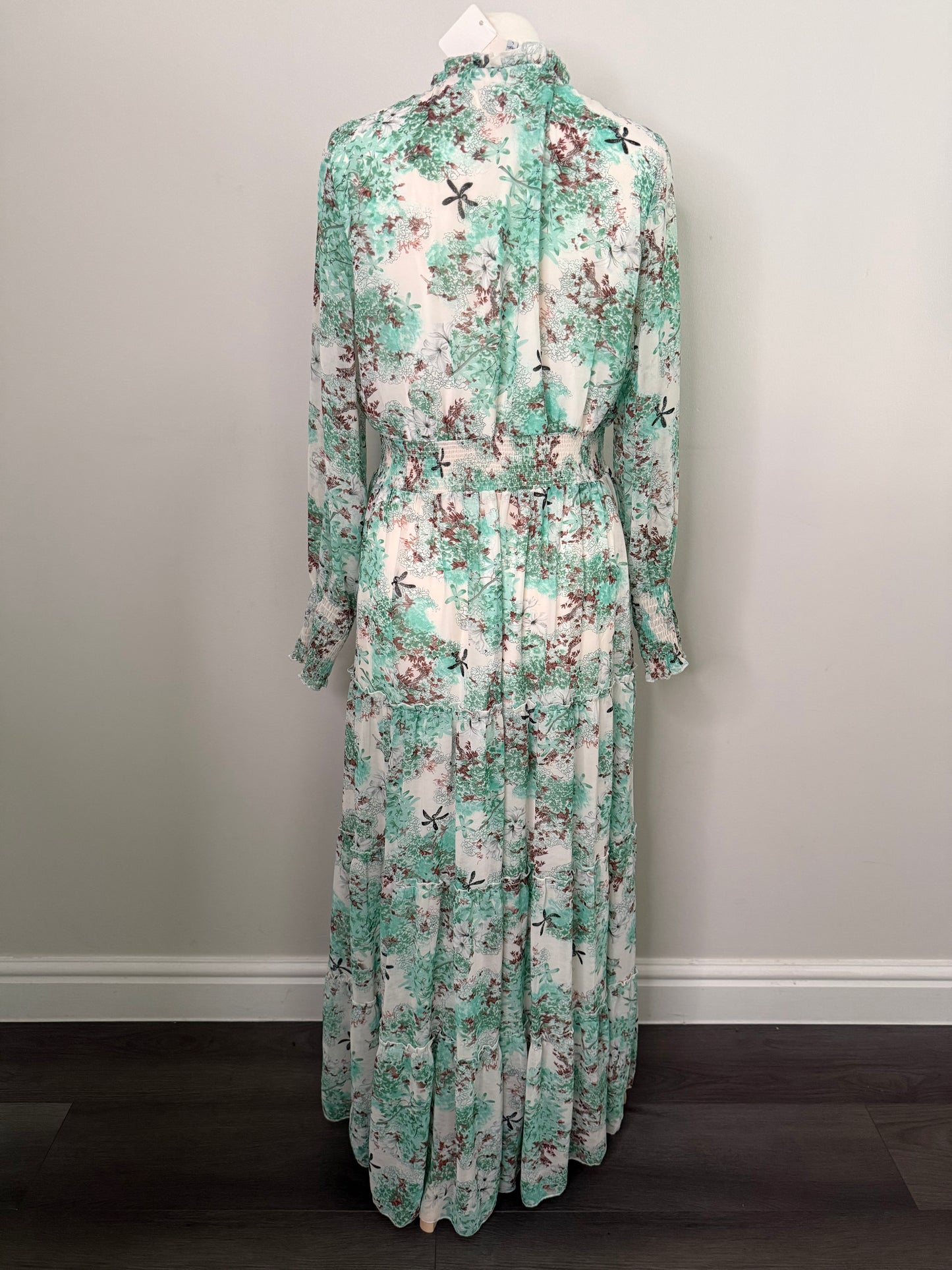 Golden Live Green & White Maxi Dress Size L