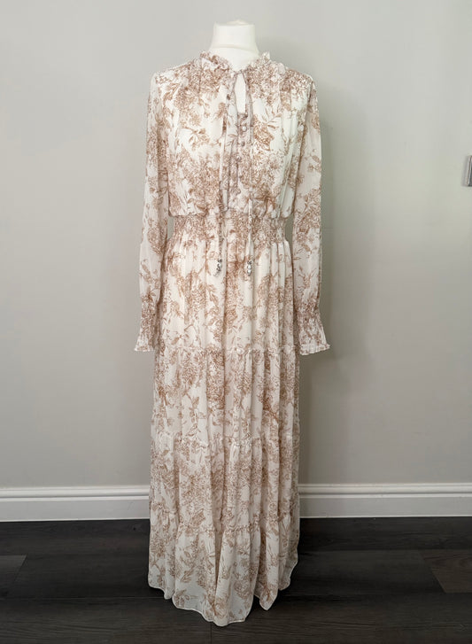Golden Live Peach & White Maxi Dress Size L