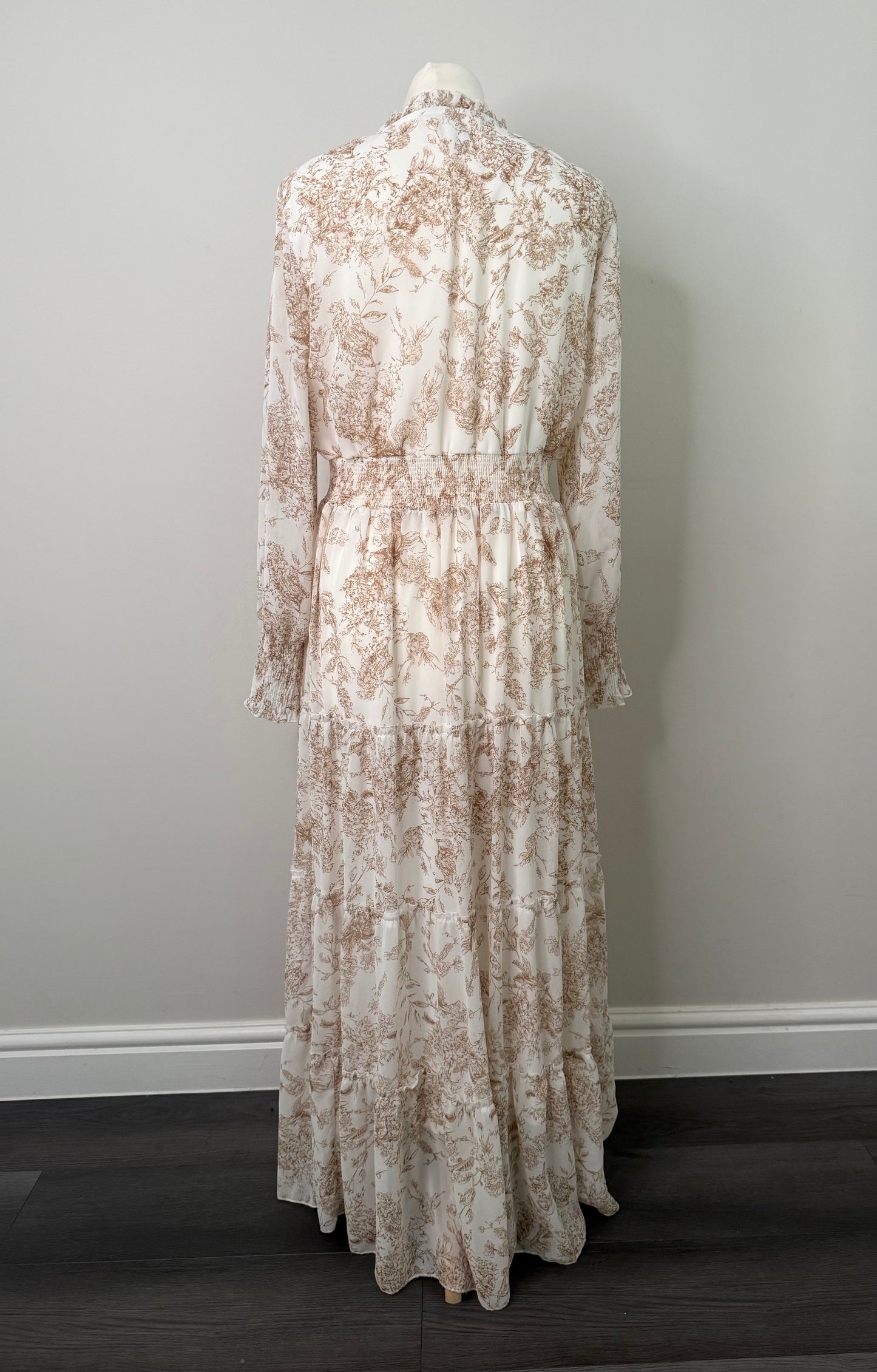 Golden Live Peach & White Maxi Dress Size L