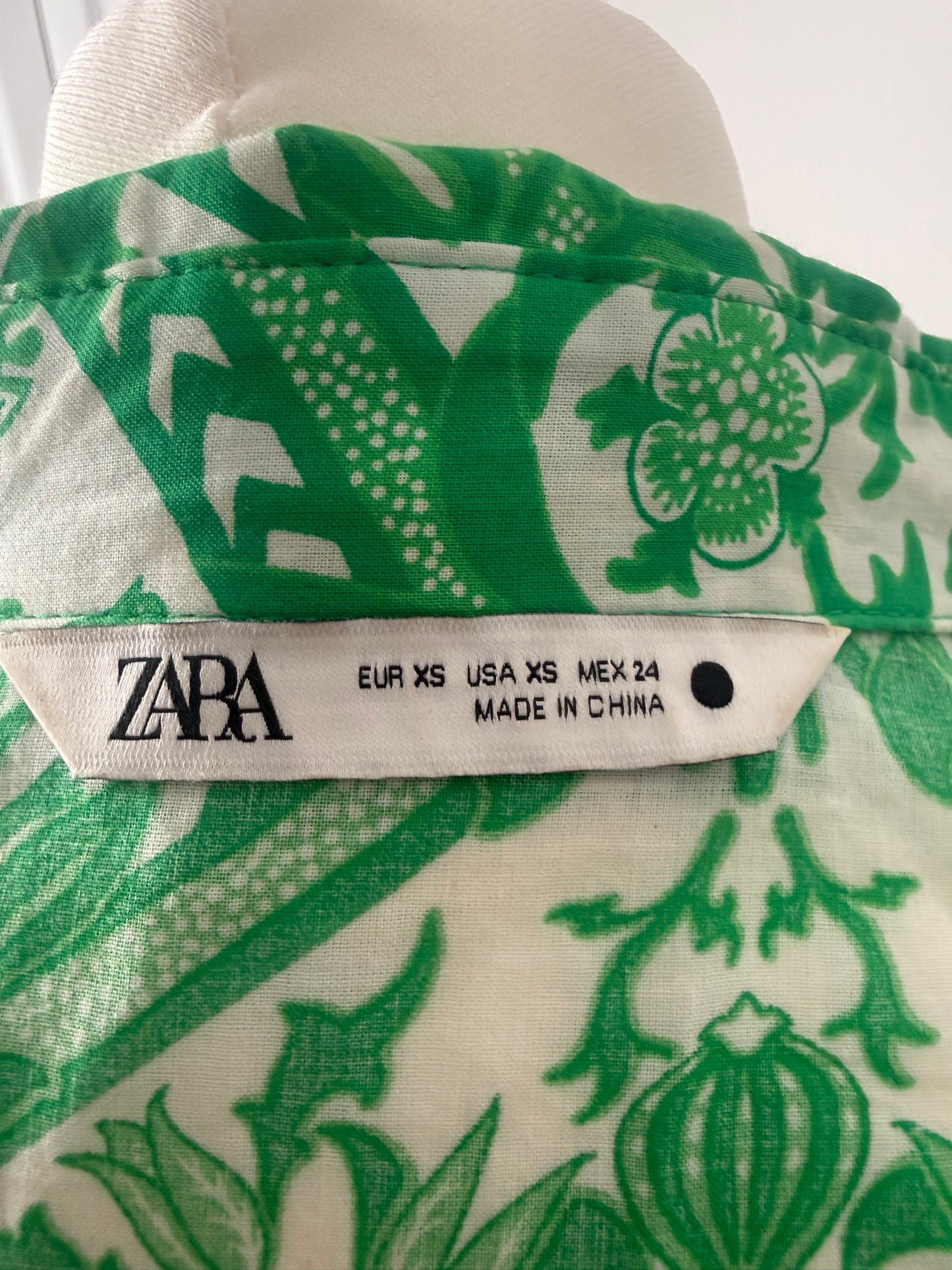 Zara Green & White Mini Belted Dress Size XS