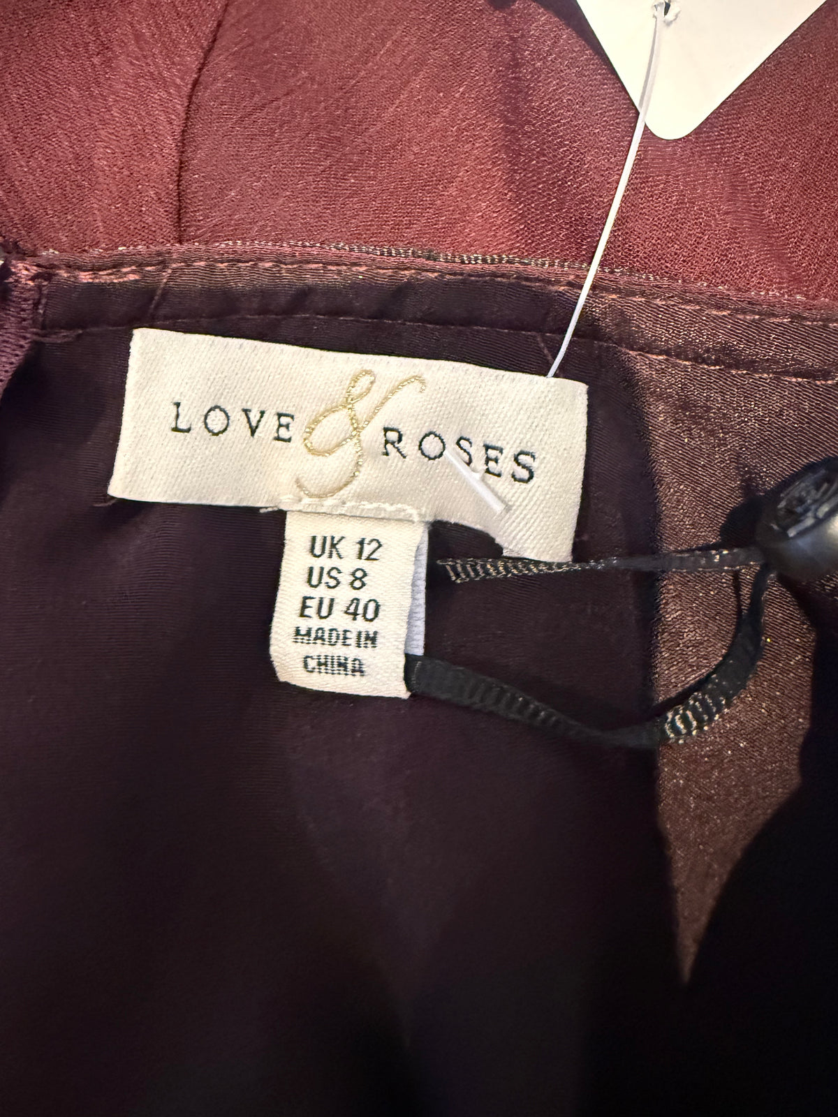 Love & Roses Burgundy Bow Dress Size 12