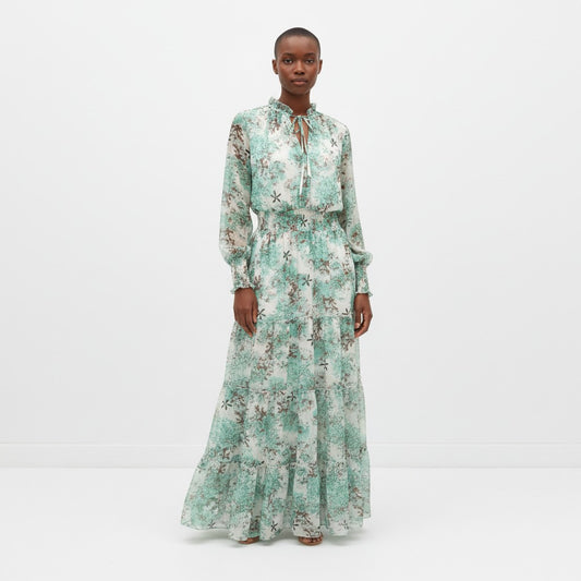 Golden Live Green & White Maxi Dress Size L