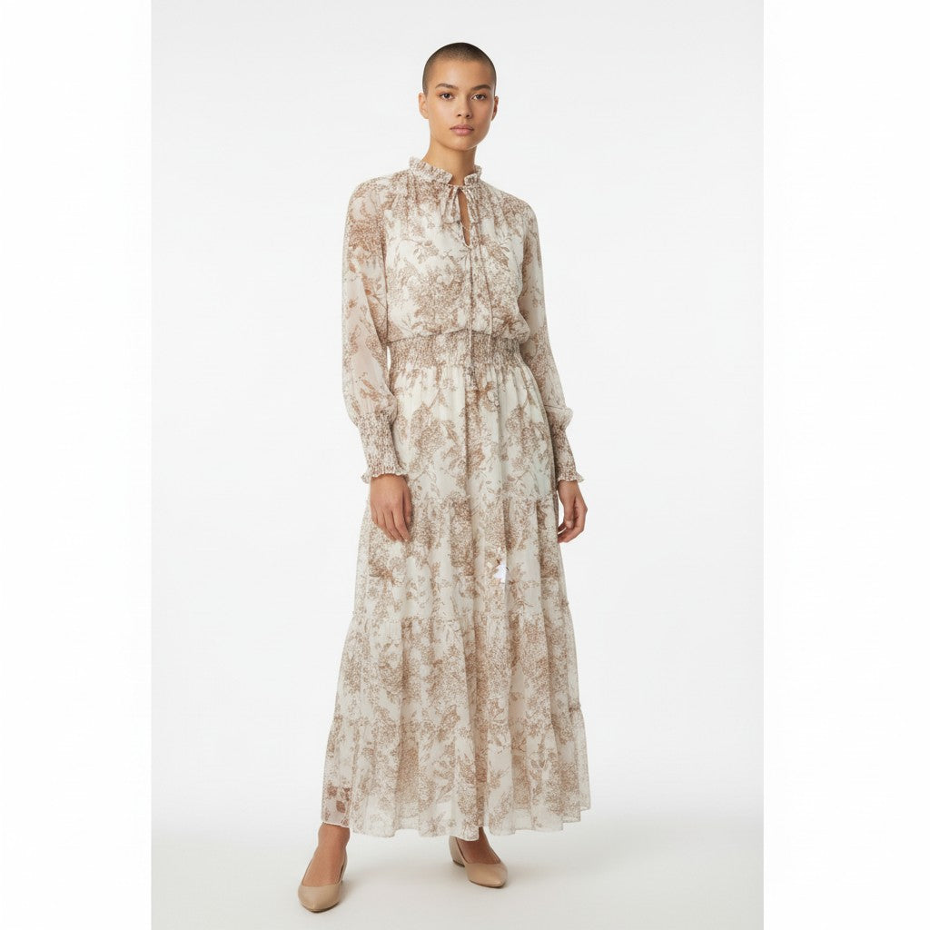 Golden Live Peach & White Maxi Dress Size L