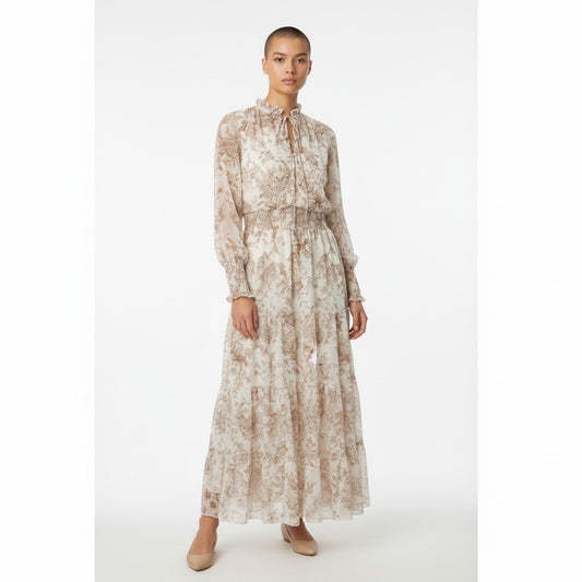 Golden Live Peach & White Maxi Dress Size L