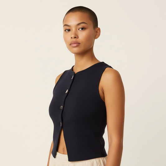 ZARA Sleeveless Button Front Knit Top Size S