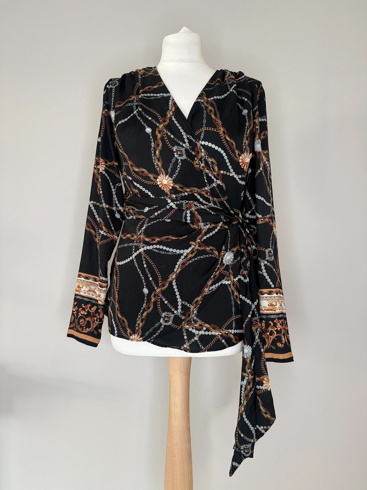 Lipsy London Printed Wrap Blouse Size 14