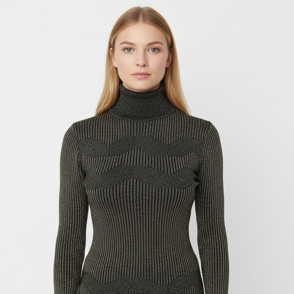 KAREN MILLEN Long Sleeve Turtleneck Knit Size UK 8