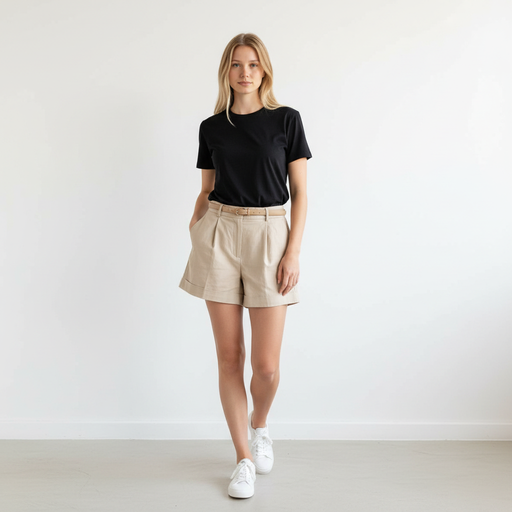 ZARA Tailored High Waisted Shorts With Belt Size M