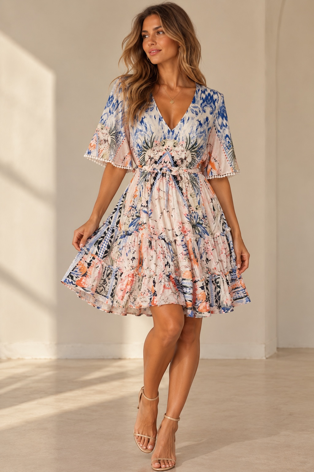 JAASE Tiered Midi Dress Size M