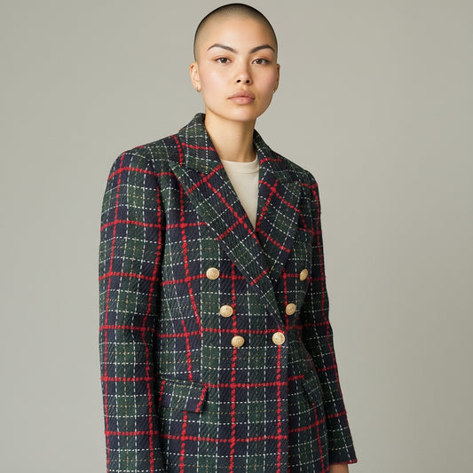 Attentif Red & Navy Check Blazer Size 12